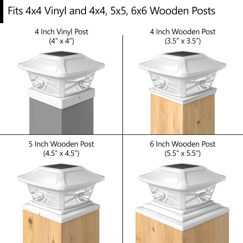 Davinci Lighting Renaissance Solar Outdoor Post Cap Lights - Includes Bases for 4x4 5x5 6x6 Posts - Bright LED Light - Pearl White (4 Pack) - Image 4